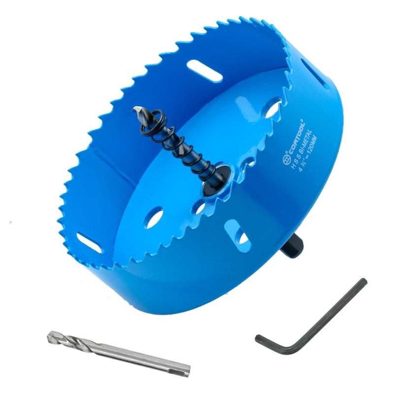 Cortool 4-3/4 Inch Bi-Metal Hole Saw With Arbor for Metal and Wood Cutting - Hole Cutter Kit for Drywall, PVC Boards, Fiberglass and Vent Pipes - Image 1
